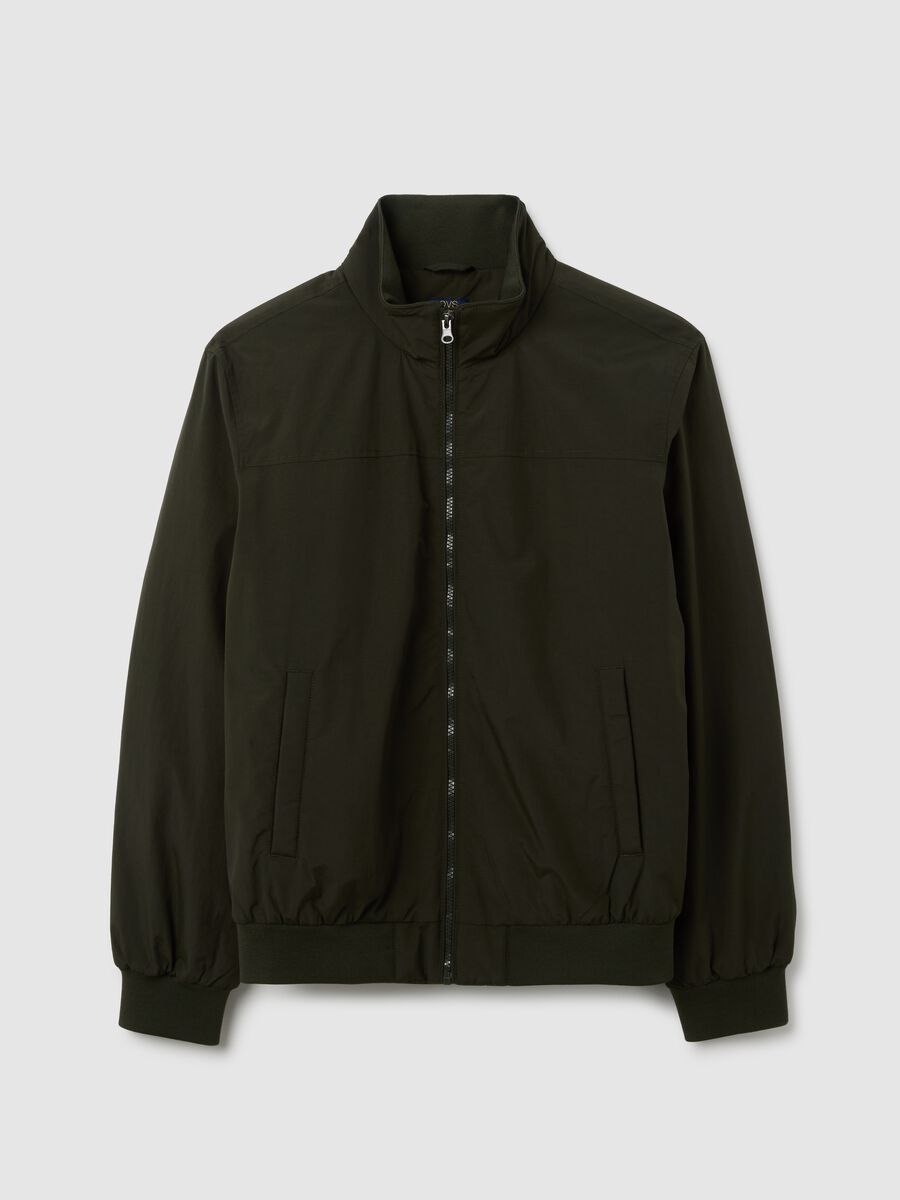 Green padded jacket with zip closure_4