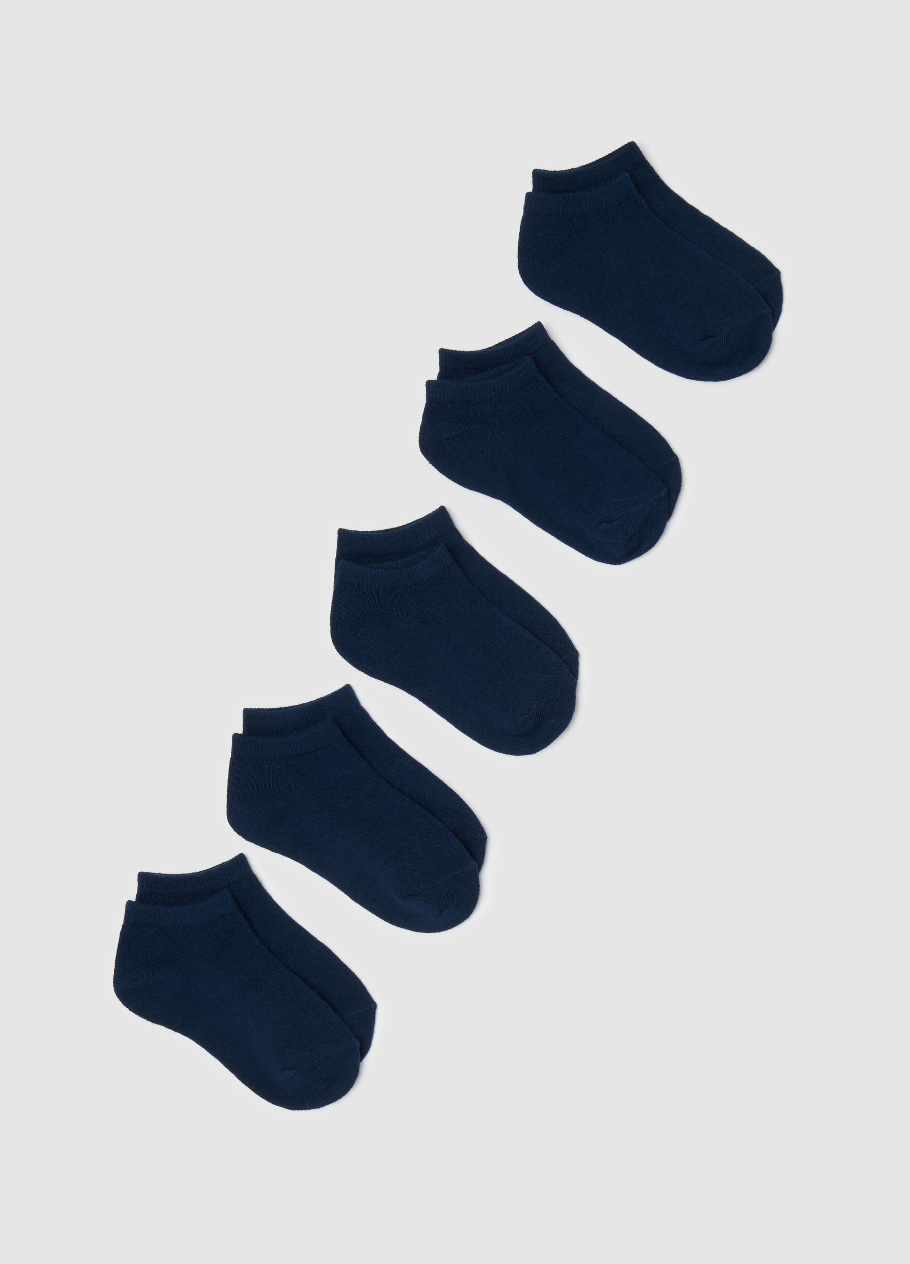 Five-pair pack shoe liners in stretch cotton