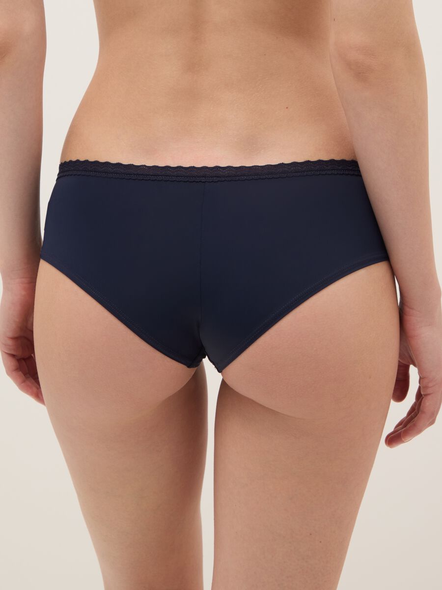 Slip in cotone blu regular fit con pizzo_2