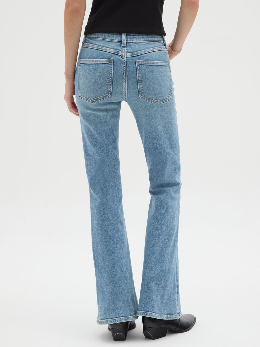 Blue denim cotton stretch flare jeans_2