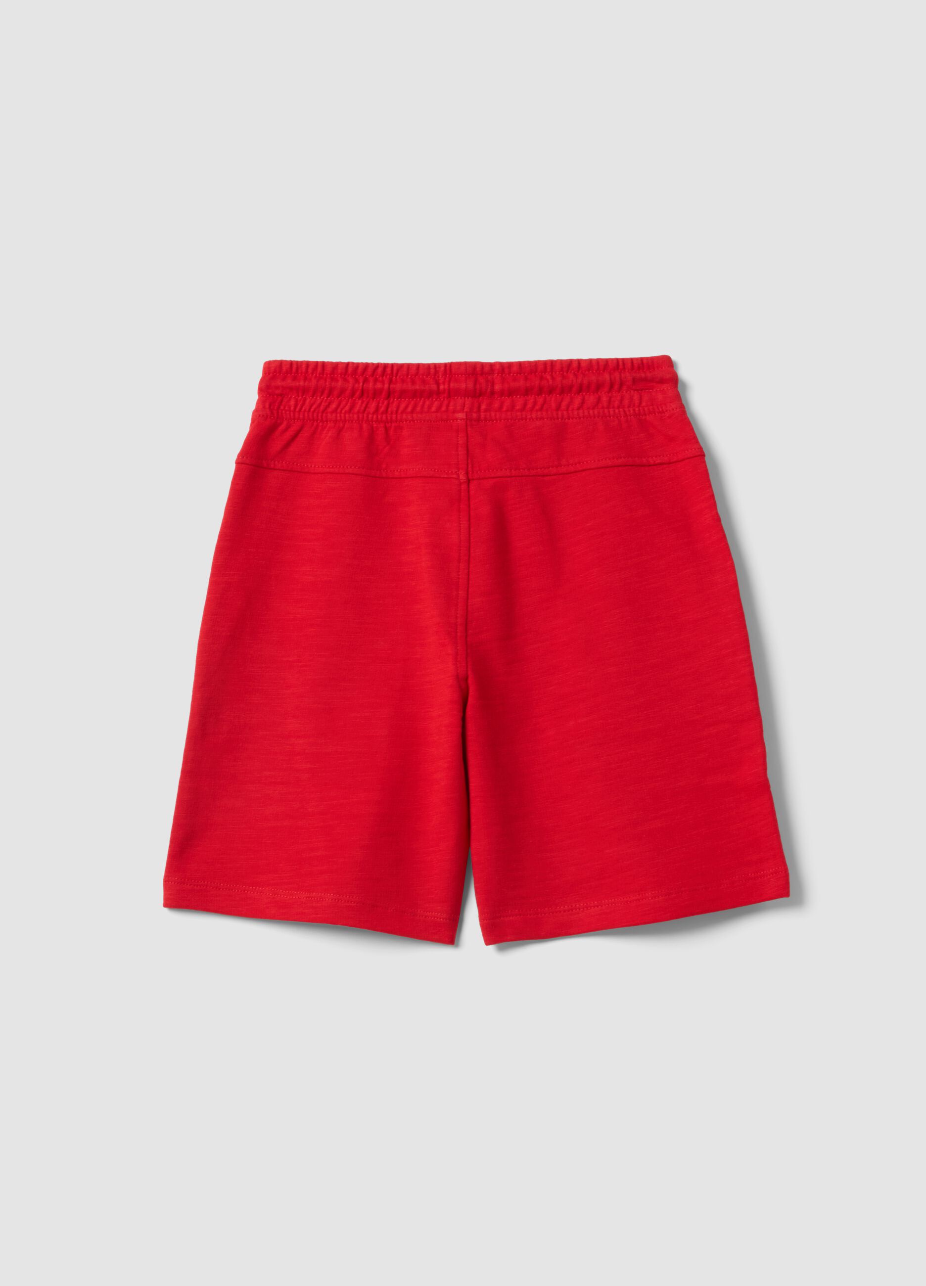 Boys&rsquo; red pure cotton shorts with elasticated waist