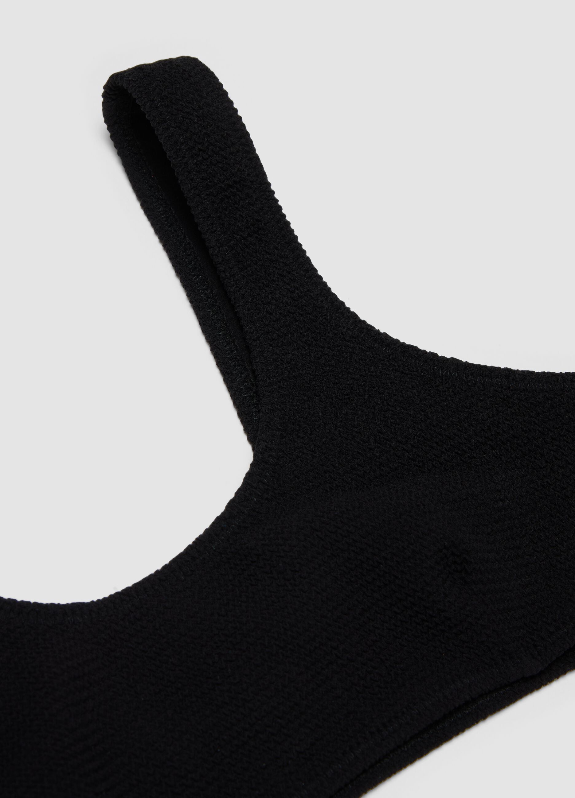 Black textured stretch-fabric bikini