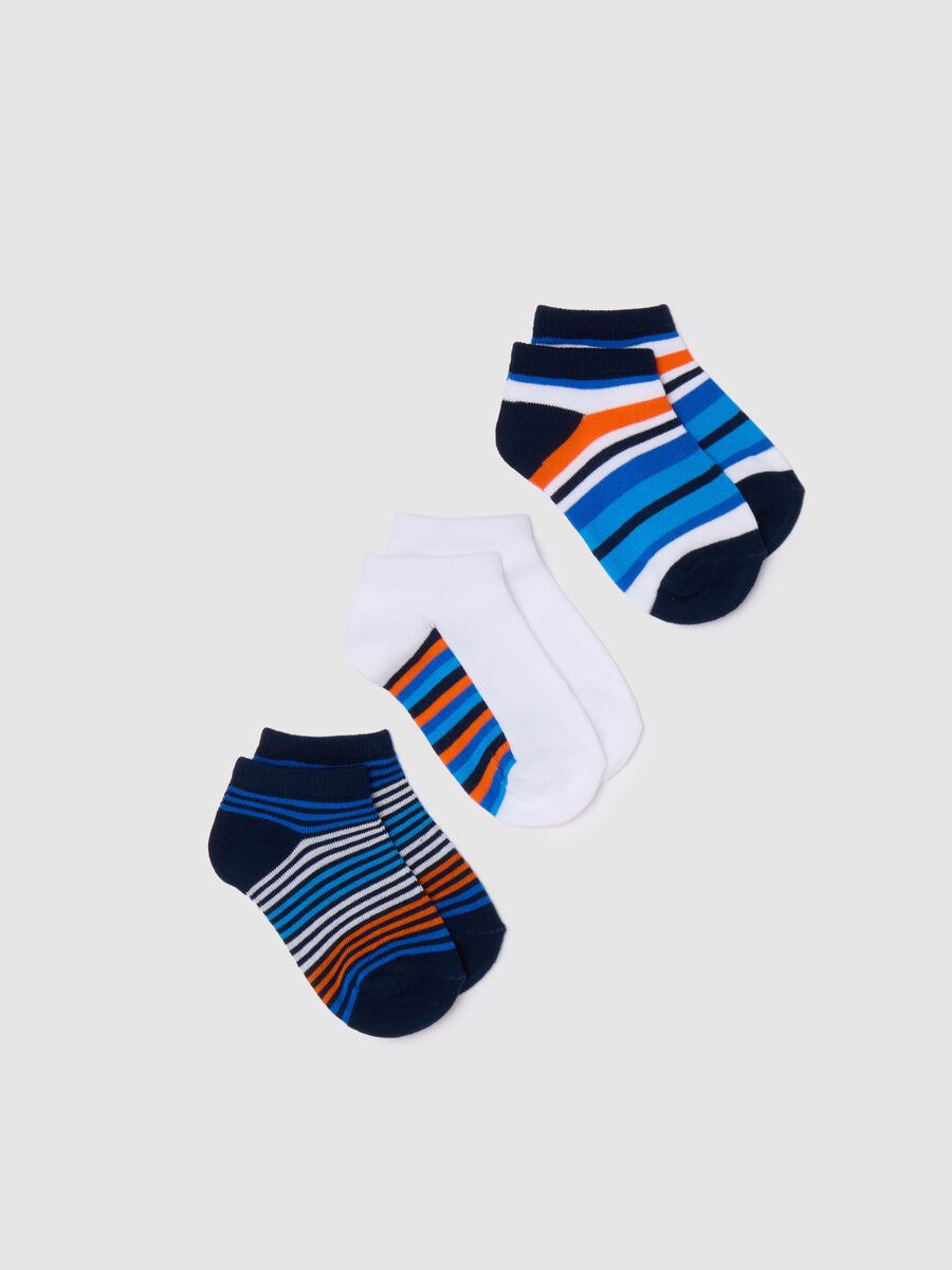 Three-pair pack stretch shoe liners with striped pattern_0