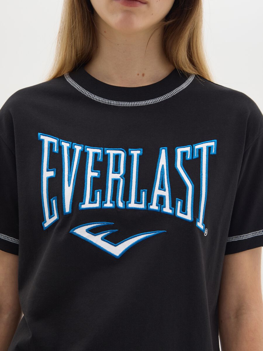 T-shirt nera a maniche corte in cotone Everlast _3