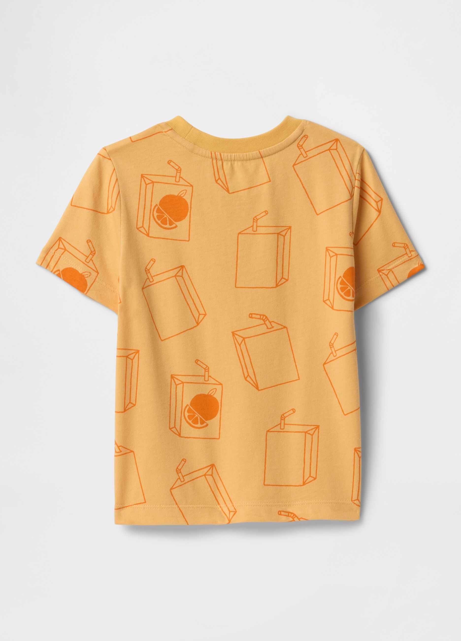 Yellow T-shirt with orange juice print