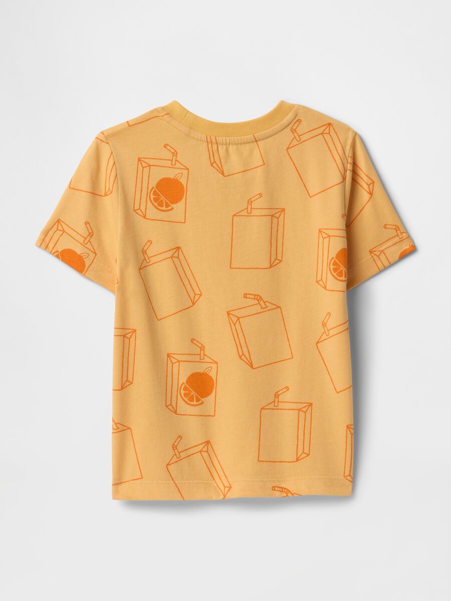 Yellow T-shirt with orange juice print_1