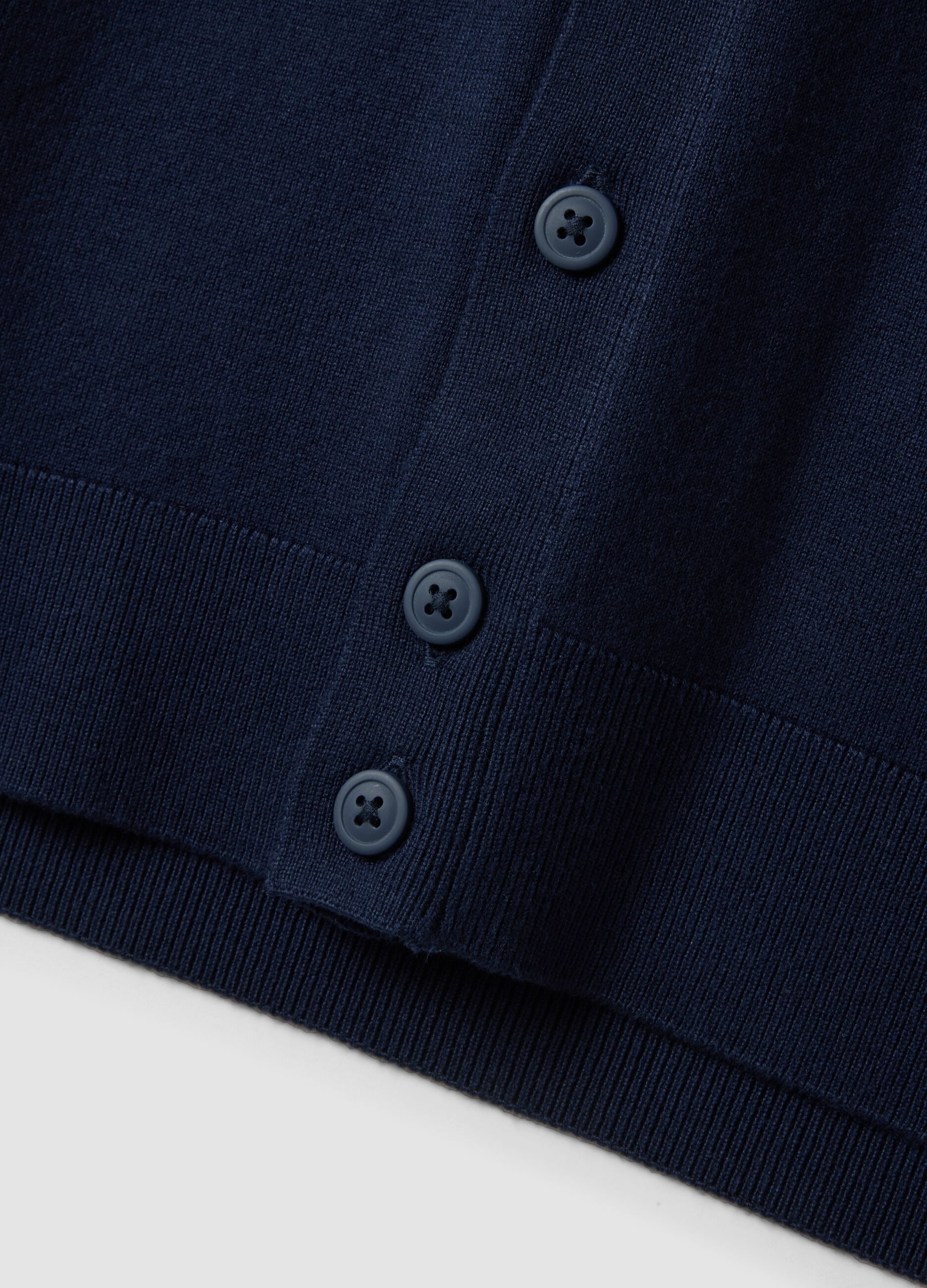 Blue viscose-blend waistcoat with deep V-neck, regular fit