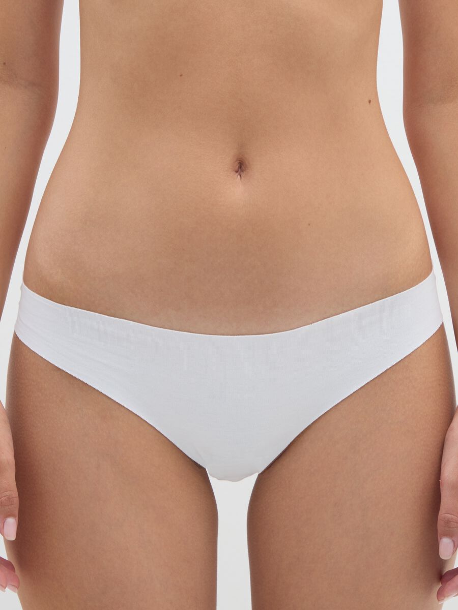 Slip in cotone elasticizzato bianco a vita bassa_1