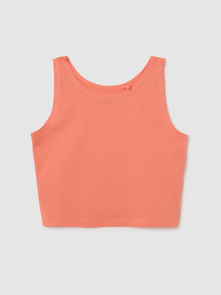 Crop top da ragazze in puro cotone arancione regular fit_3