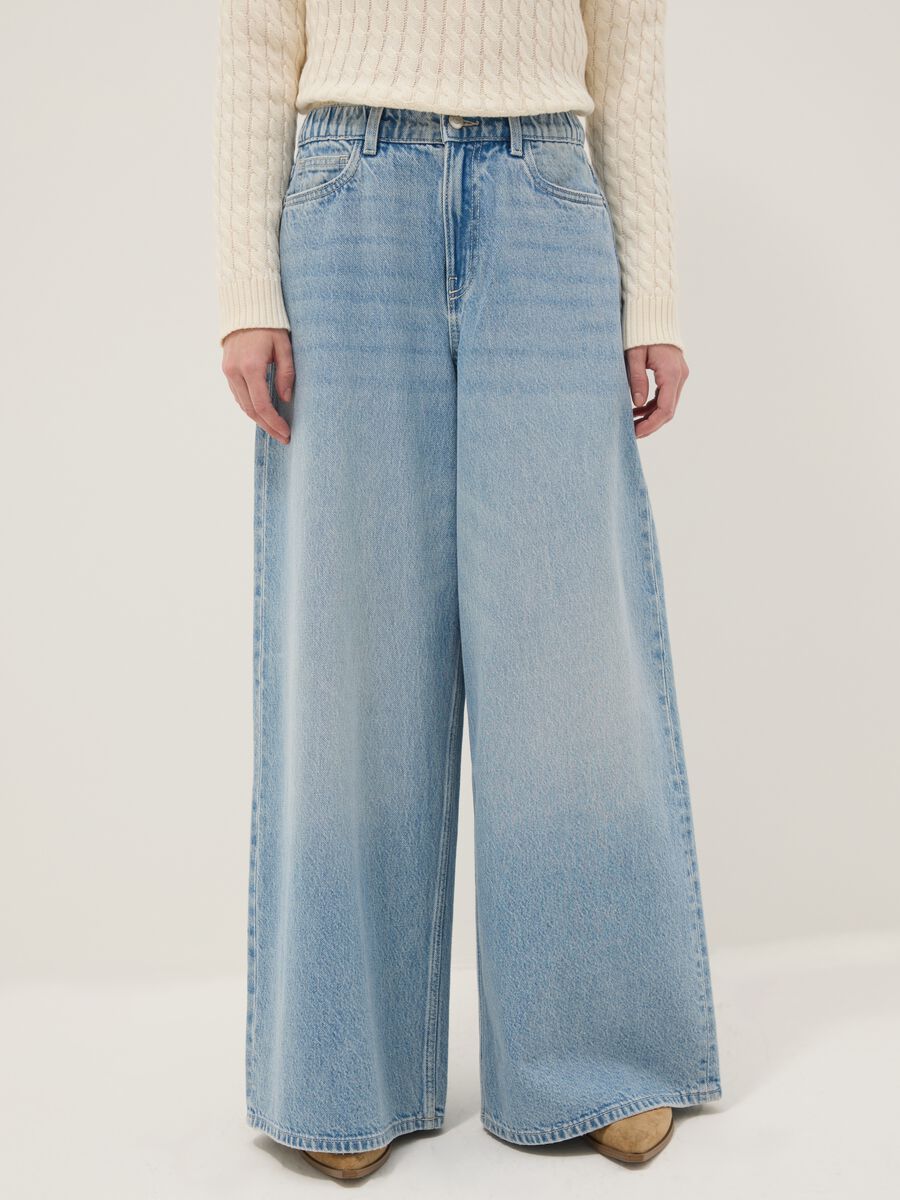 Jeans in pure blue denim cotton wide leg_1