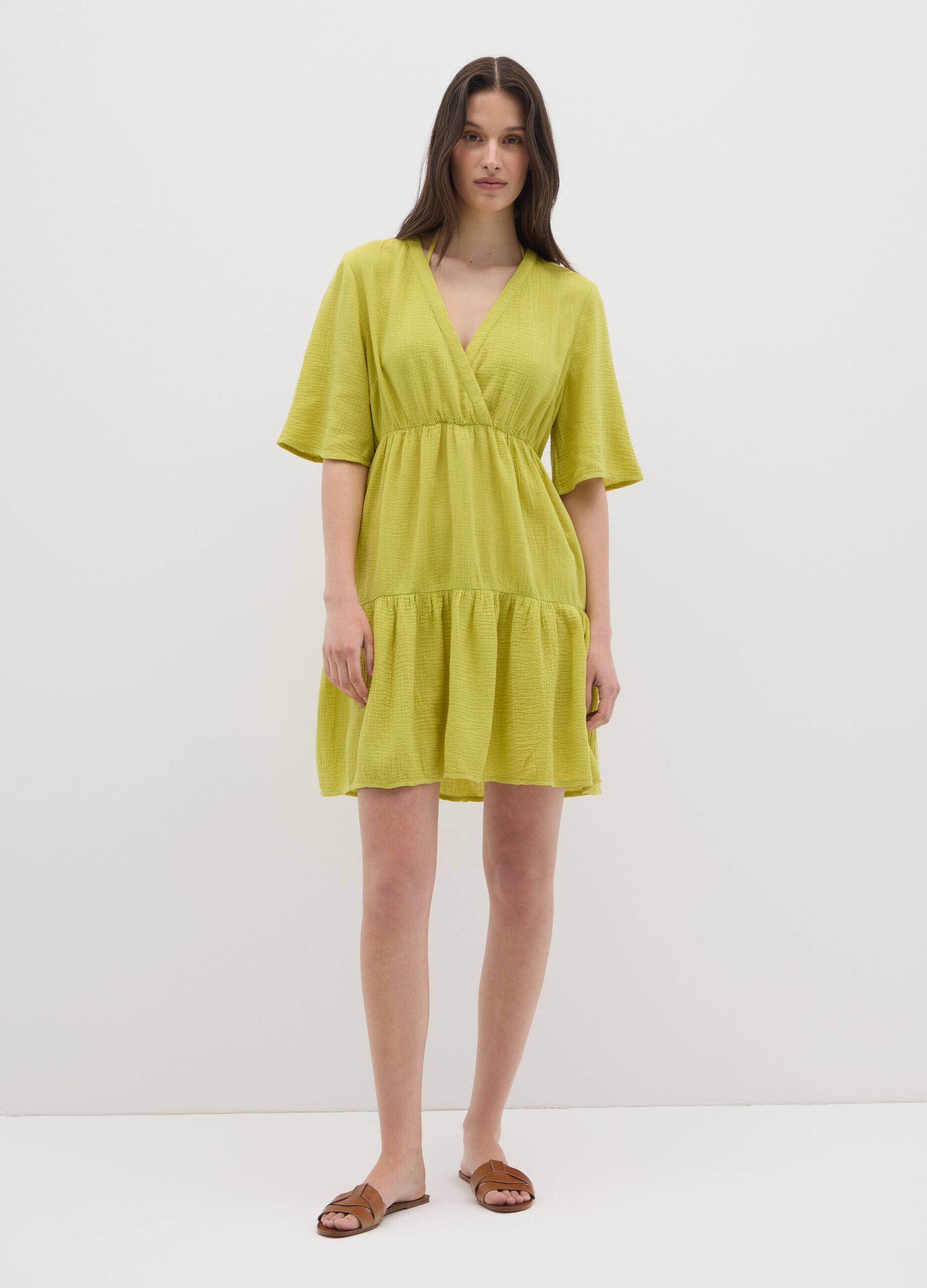 Caftano da donna in puro cotone verde