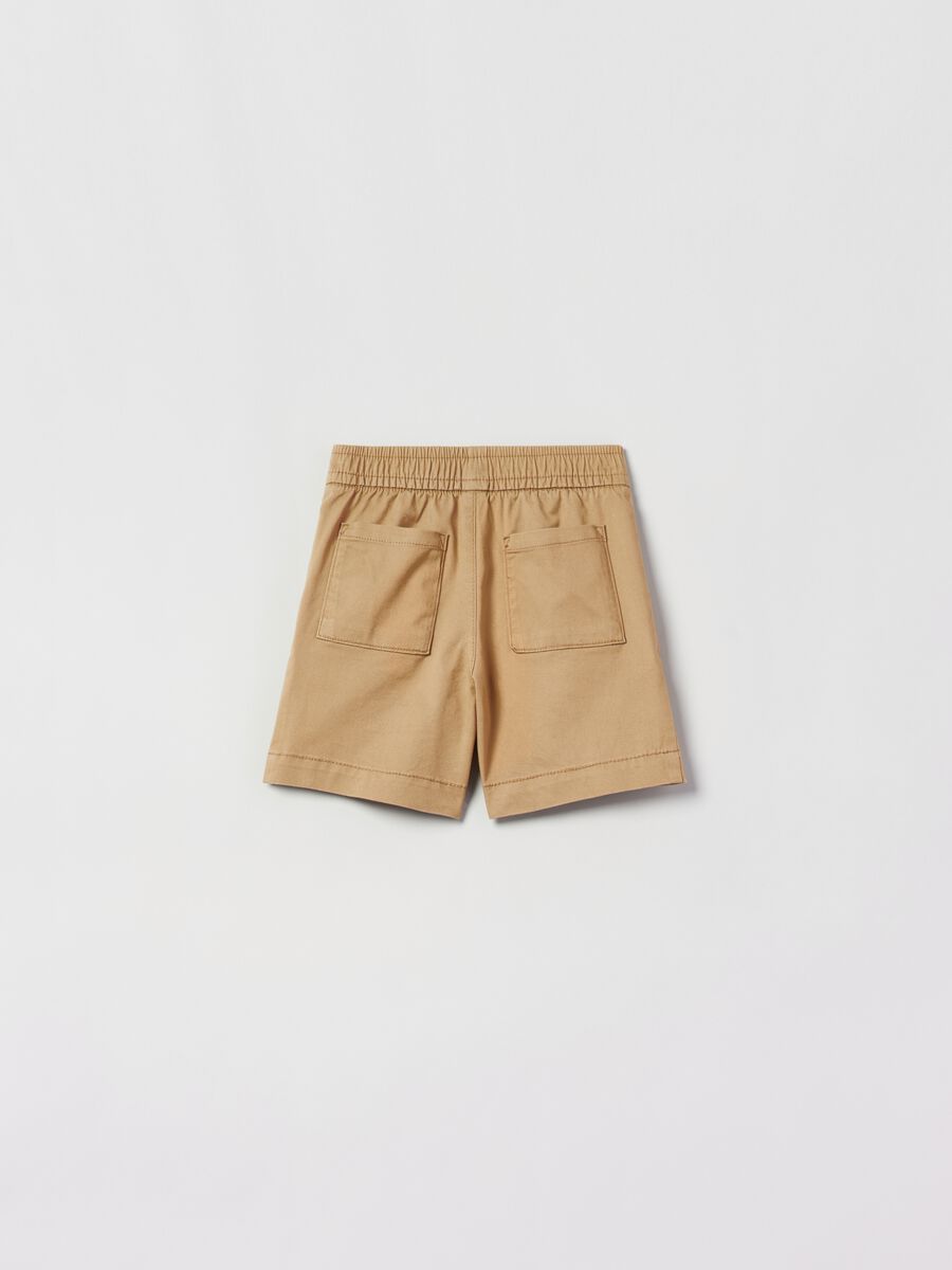 Stretch cotton shorts with drawstring_1