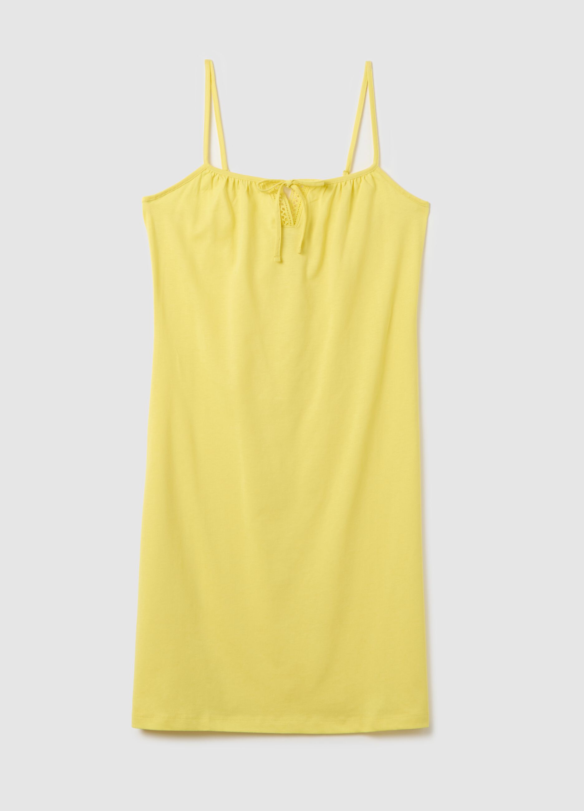 Camicia da notte da donna in puro cotone giallo