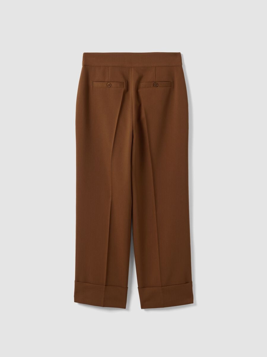 Brown stretch viscose formal trousers, straight fit_6