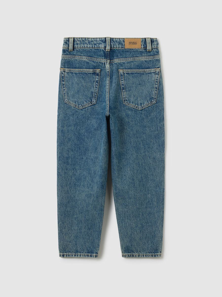 Jeans baggy da ragazzo in puro cotone denim_4