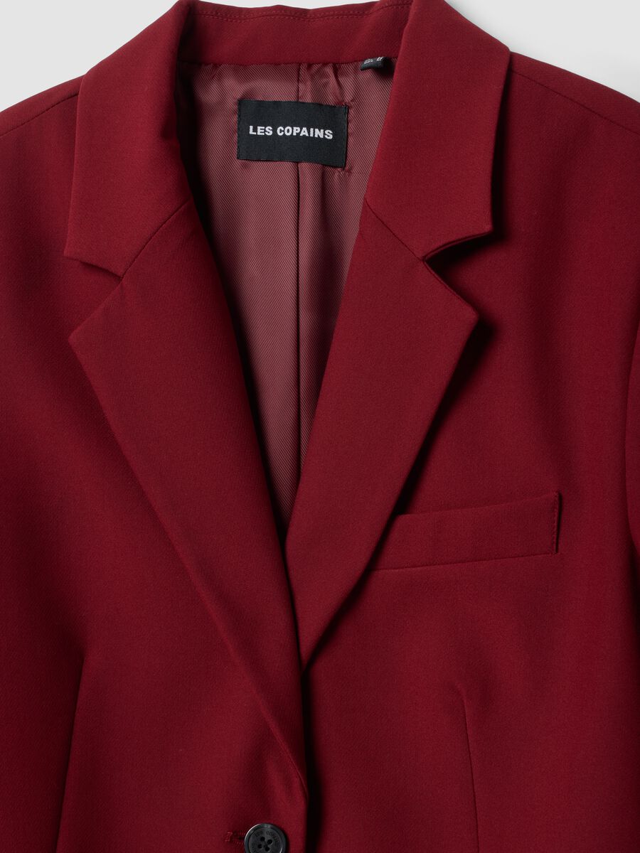 Blazer rosso in misto viscosa elasticizzata regular fit con rever classici_2