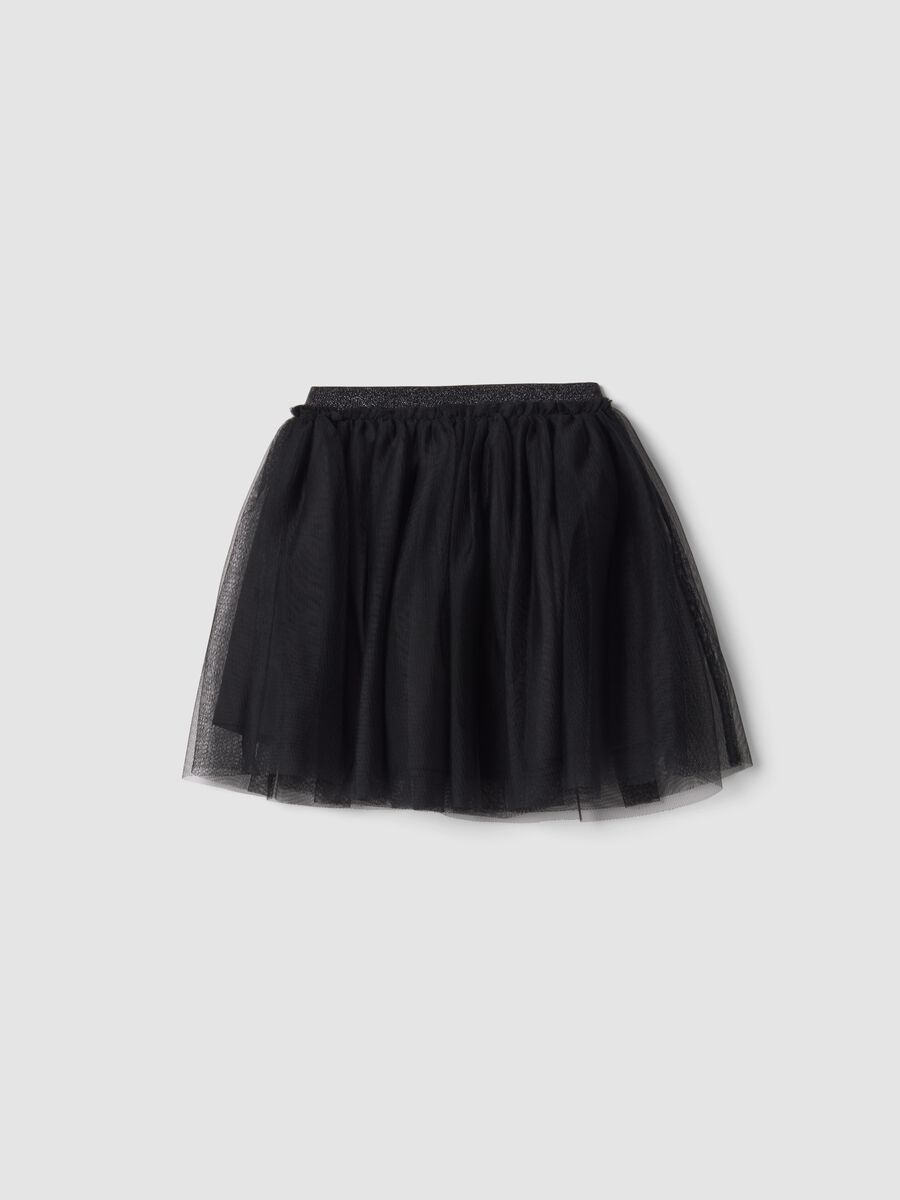 Black skirt with elasticated mesh waistband_4