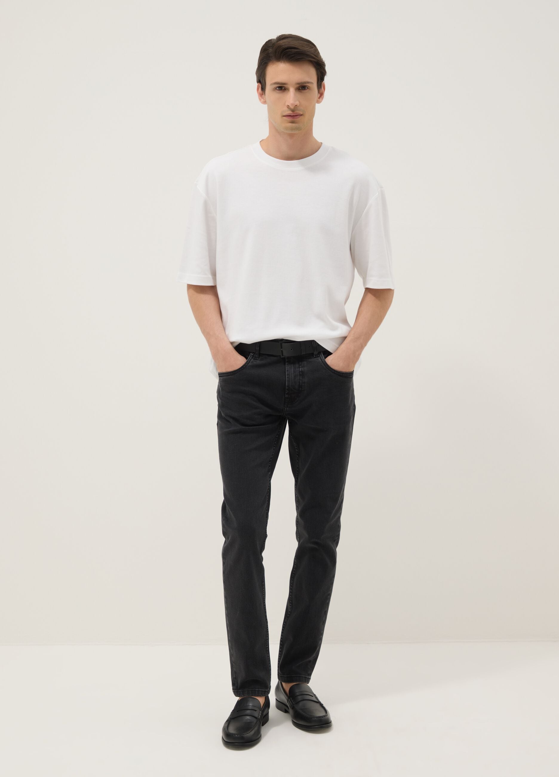 Black stretch cotton skinny-fit jeans