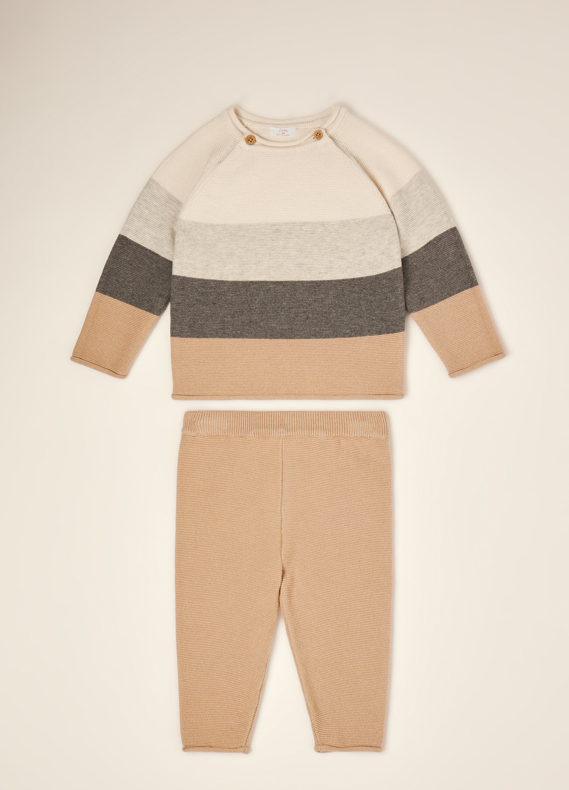 Beige pure cotton set with top and trousers