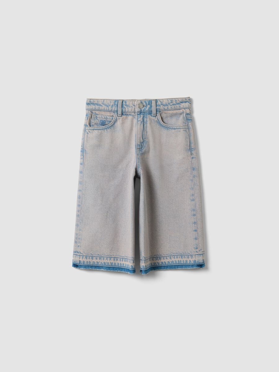 Light blue denim shorts in pure cotton_0