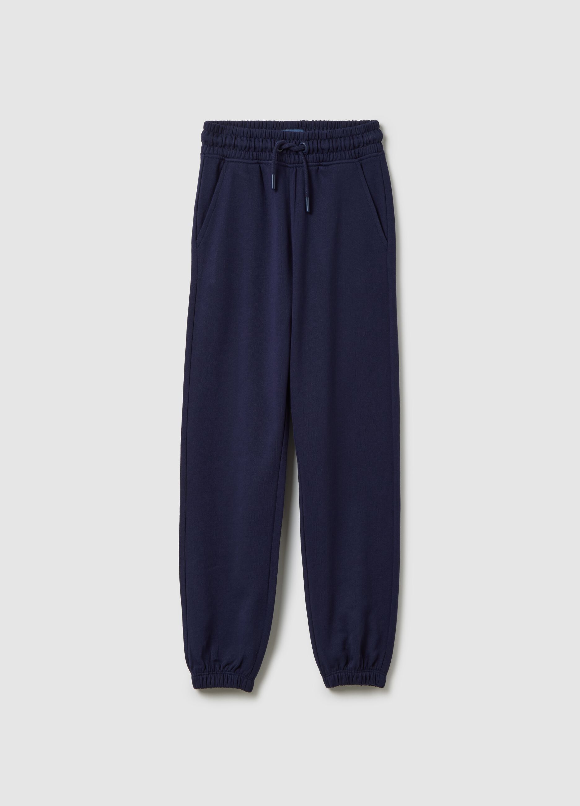 Girls' blue pure cotton trousers regular fit