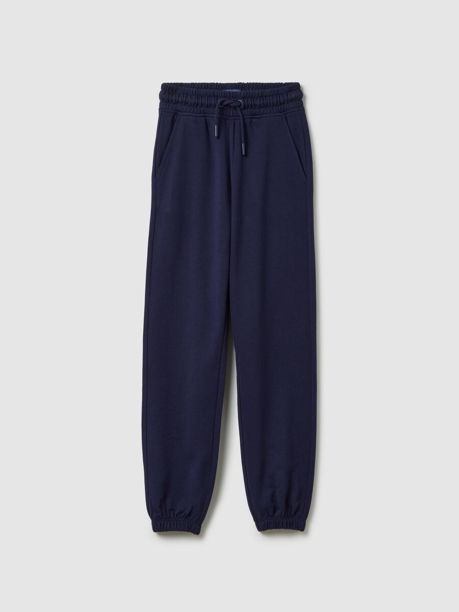 Girls' blue pure cotton trousers regular fit_0