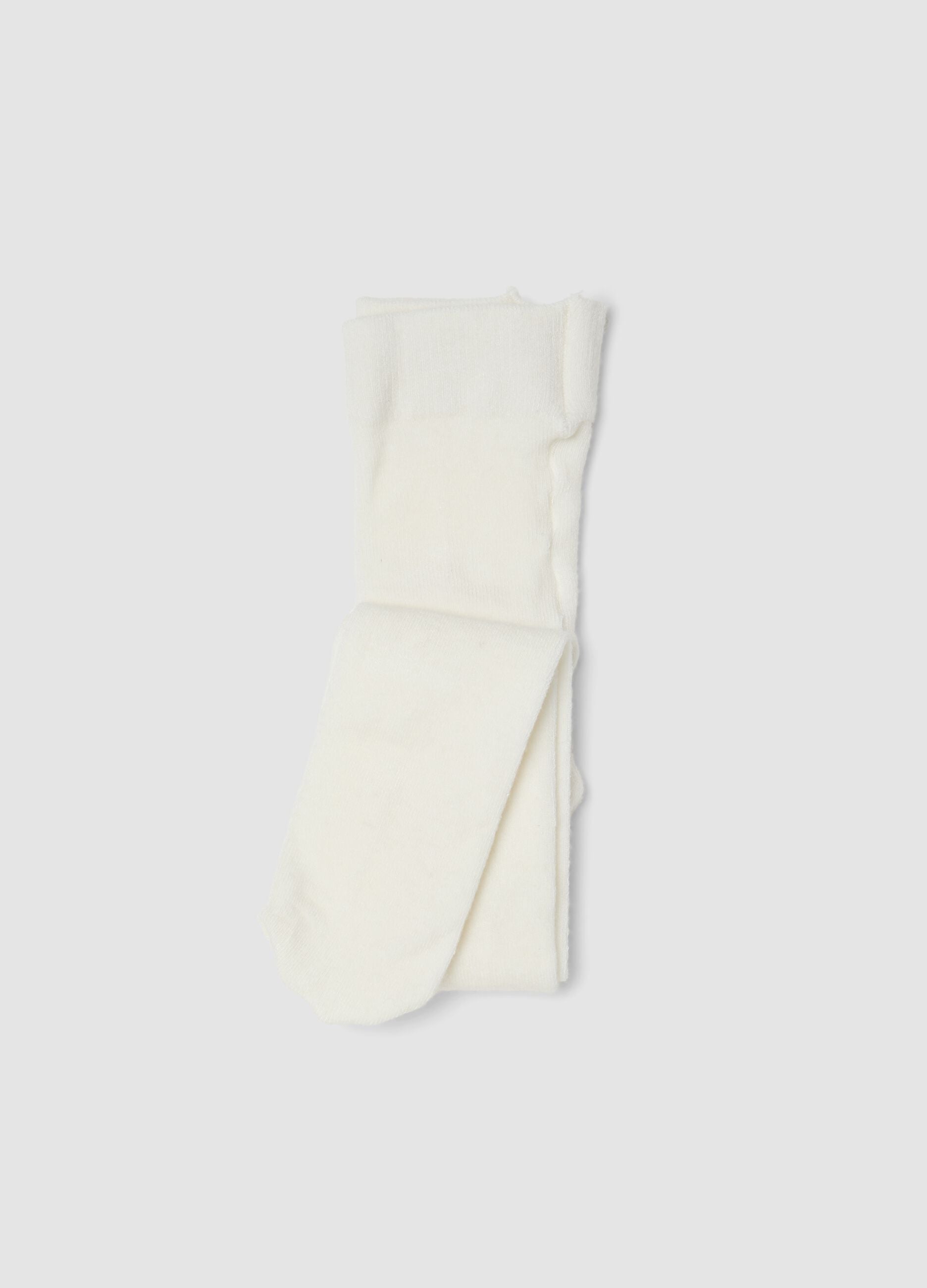 White stretch viscose and cashmere baby tights