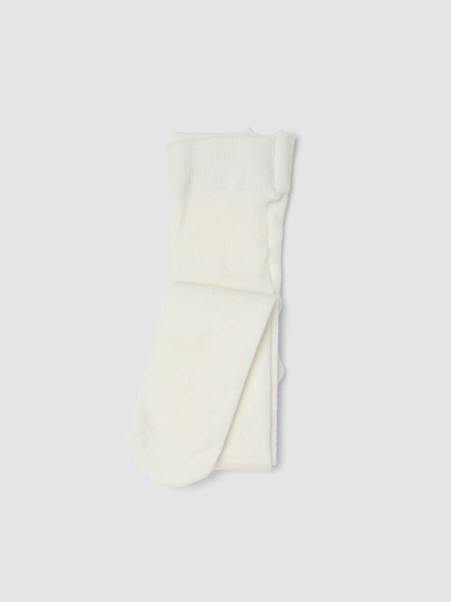 White stretch viscose and cashmere baby tights_0