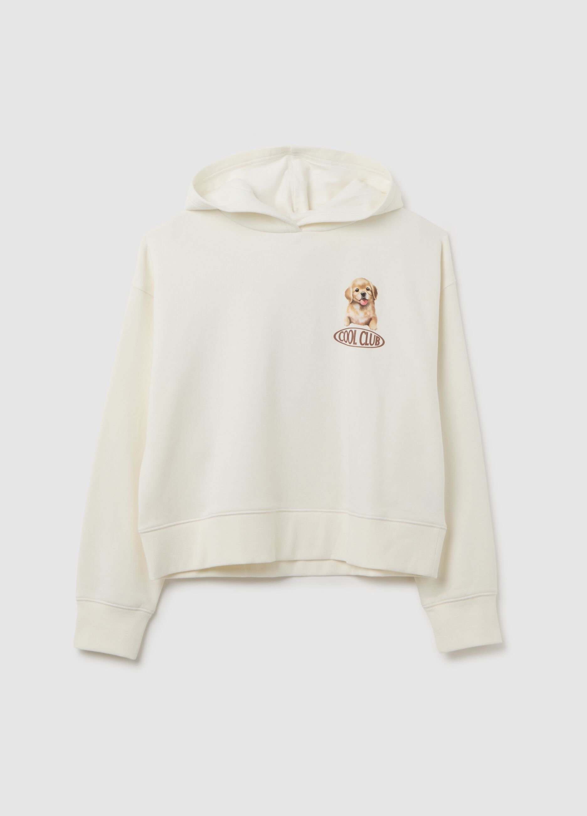 White cotton blend regular fit sweatshirt with print