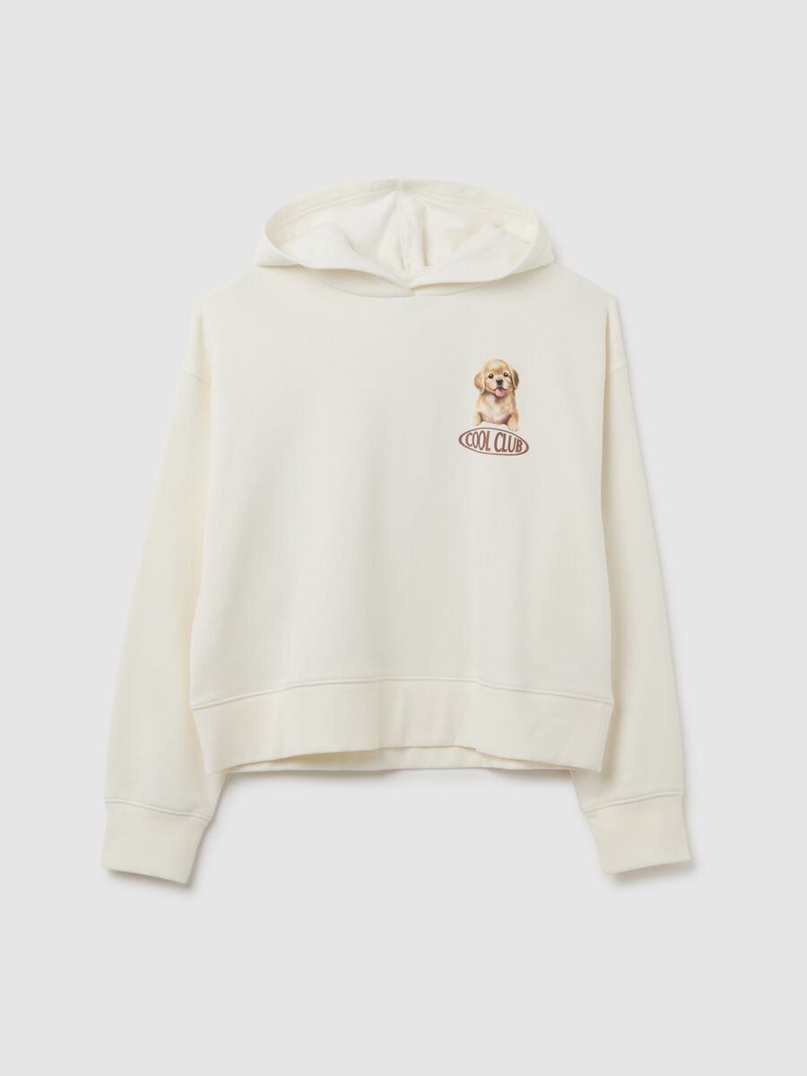 Felpa in misto cotone bianca regular fit con stampa_0