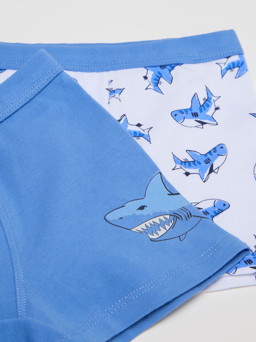 Three-pack white and light blue boxer shorts with print_3
