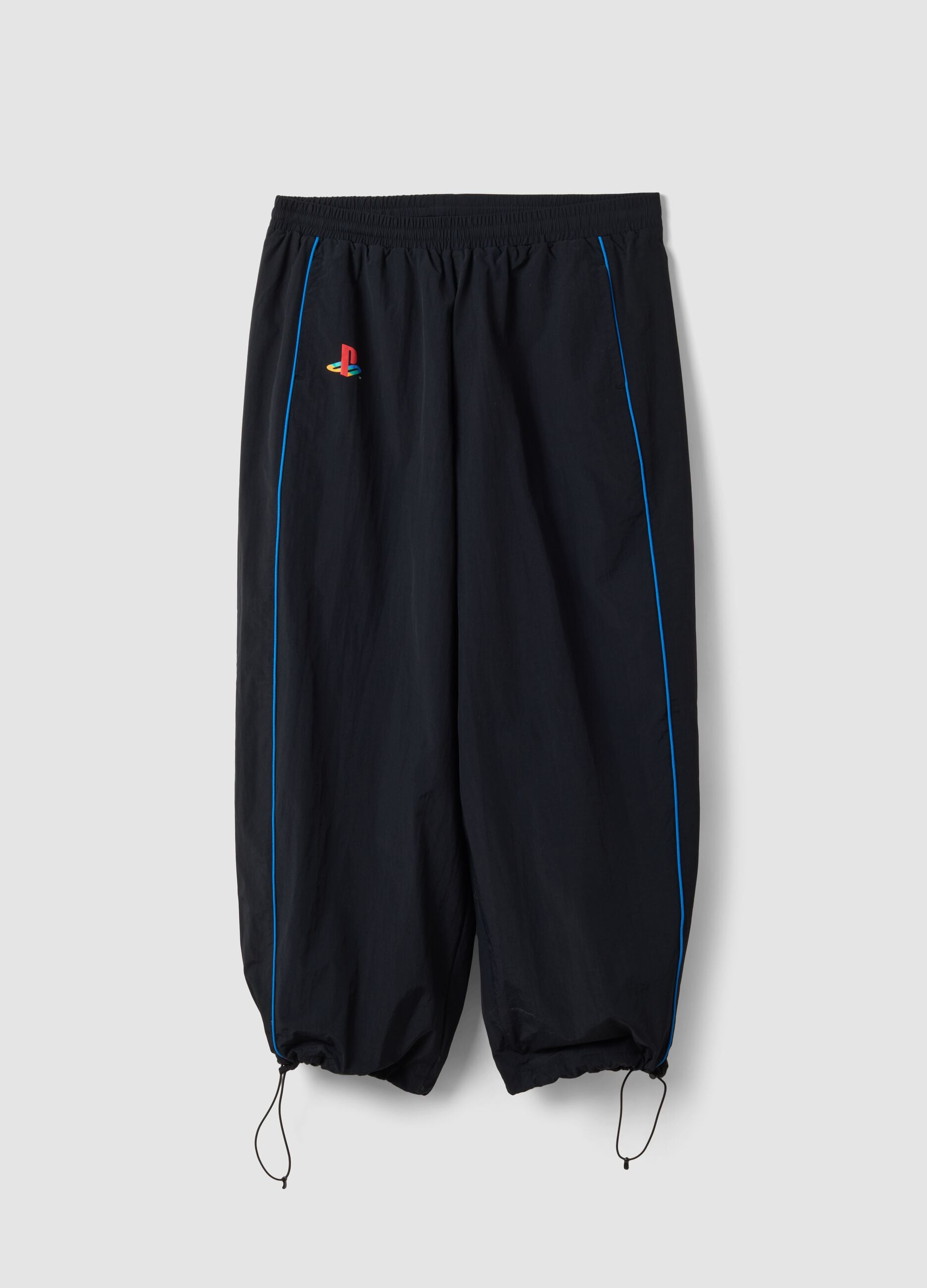 Black PlayStation fitness trousers with contrast piping