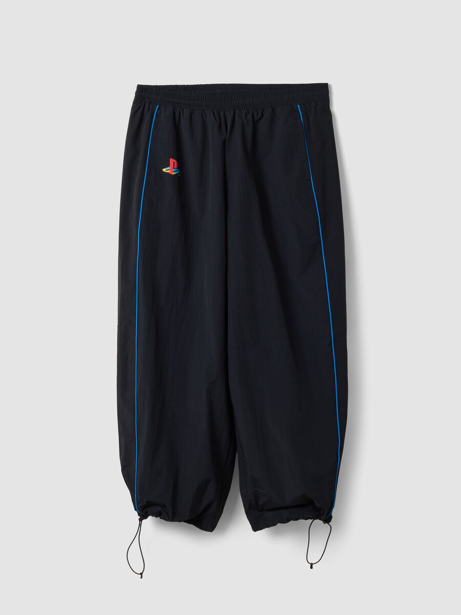 Black PlayStation fitness trousers with contrast piping_4
