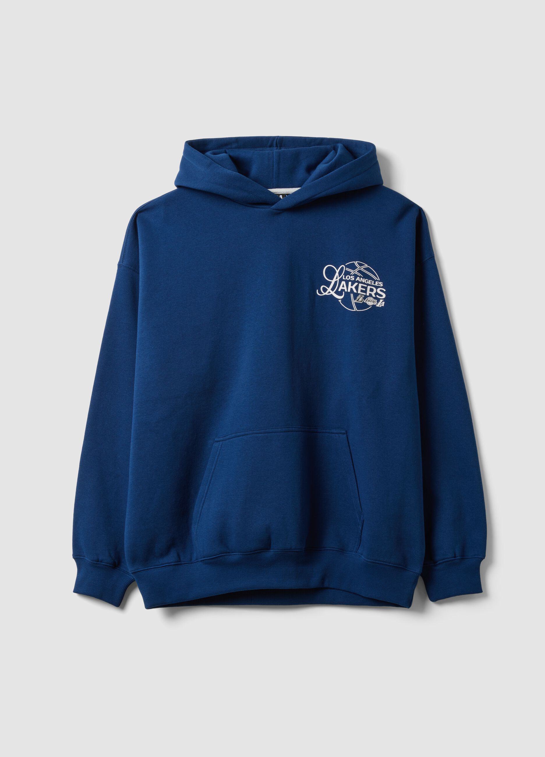 Blue cotton-blend hoodie with Lakers print