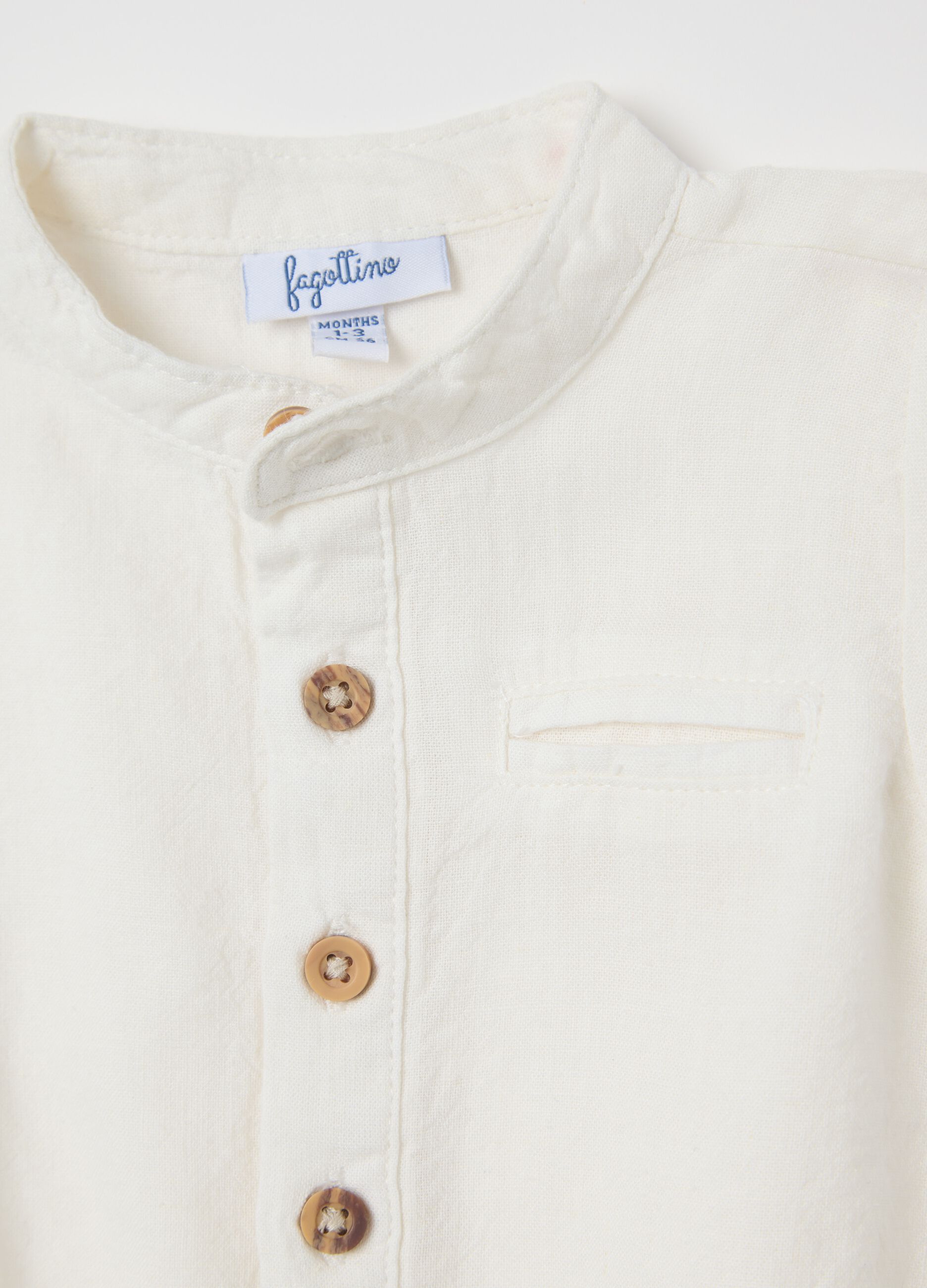 White bodysuit shirt in linen and viscose