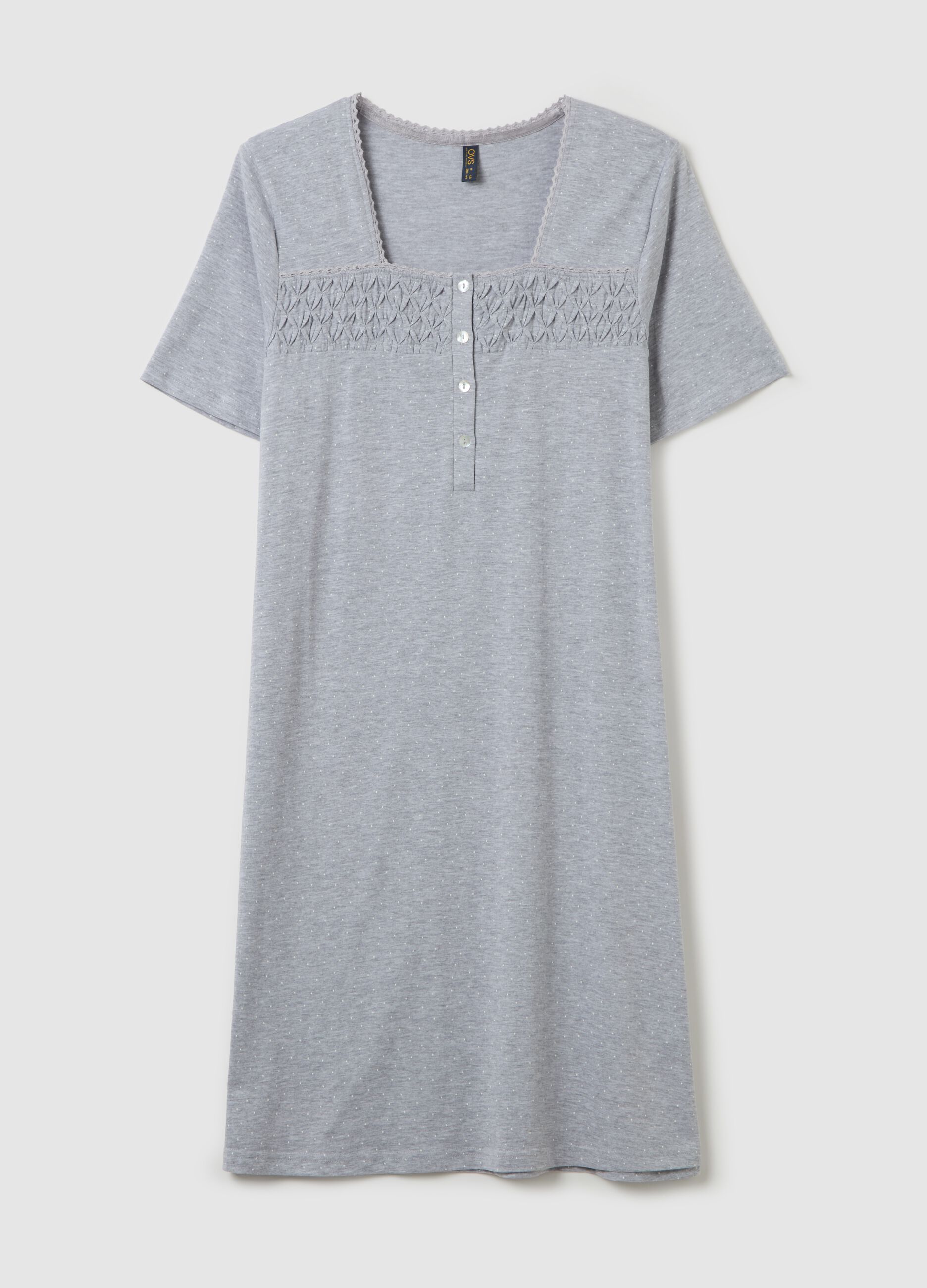 Camicia da notte a micro pois con dettaglio