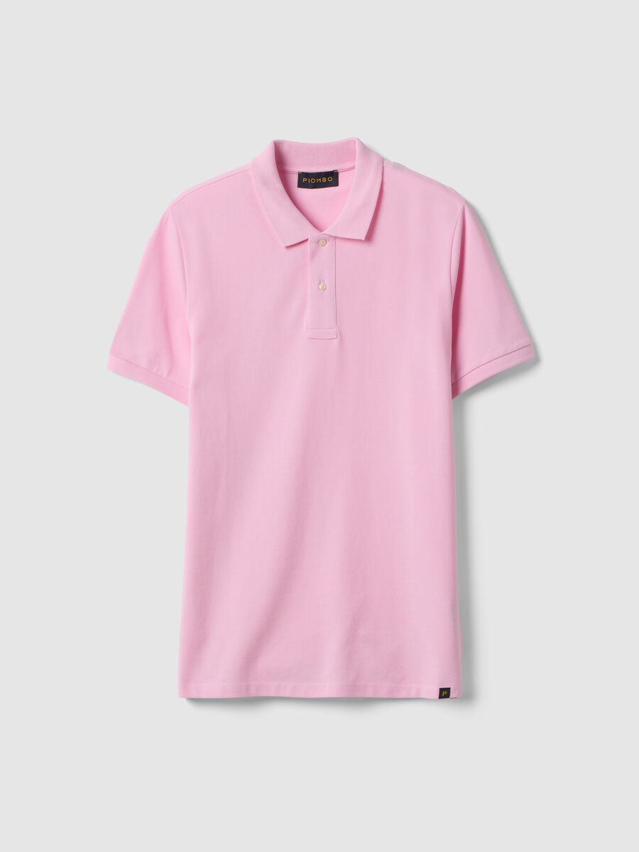 Polo a maniche corte in puro cotone rosa regular fit_4