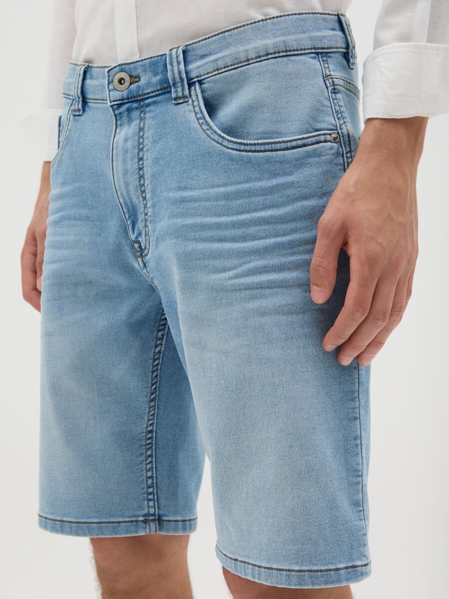 Men's Slim Fit Light Blue Denim Shorts_2