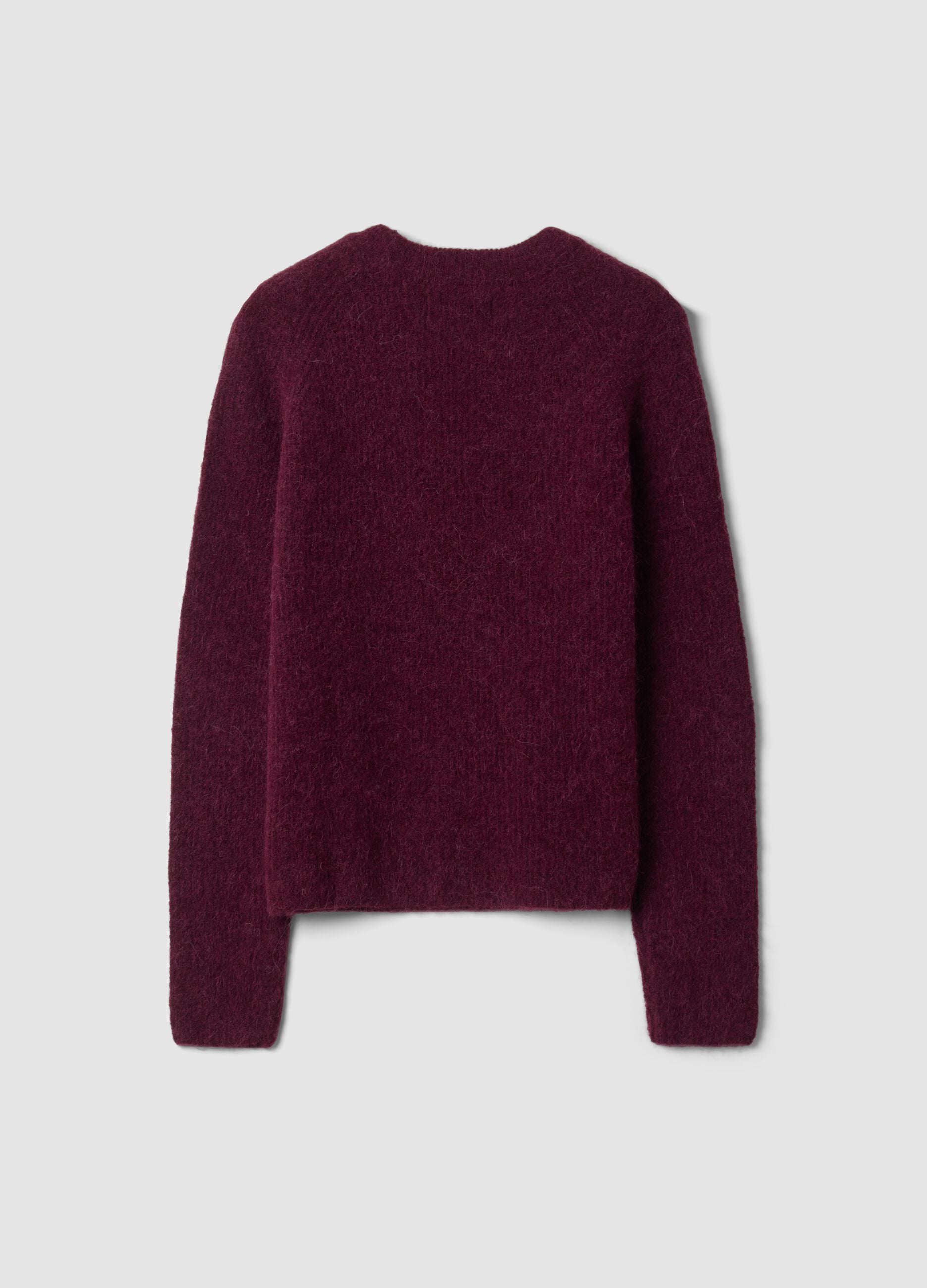 Maglia viola in alpaca e lana elasticizzato girocollo