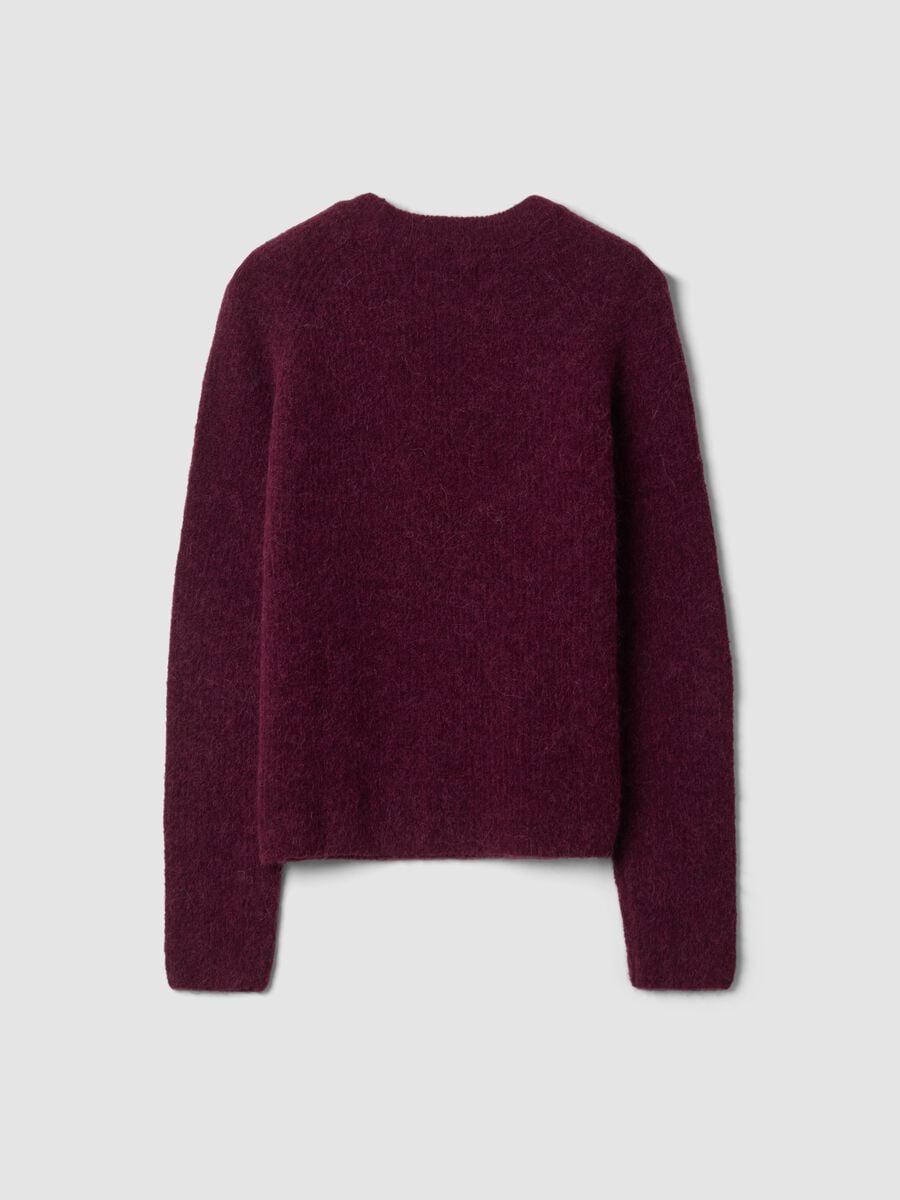 Maglia viola in alpaca e lana elasticizzato girocollo_6