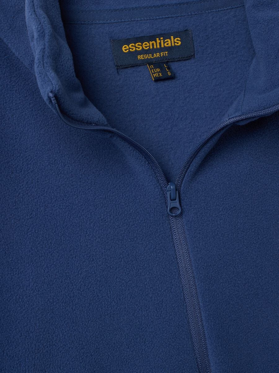 Felpa blu half zip regular fit in pile_1