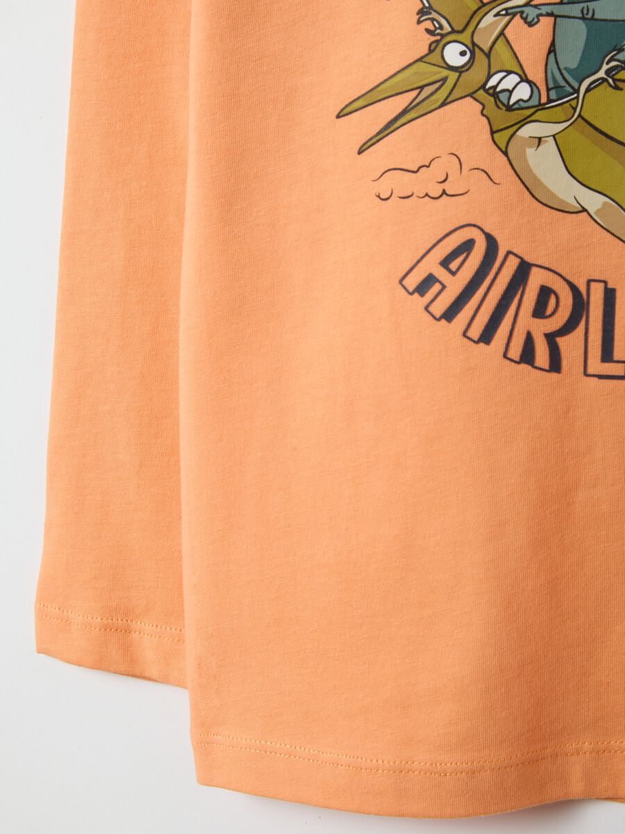 Kids Regular Fit Orange Pure Cotton T-shirt with Print_3