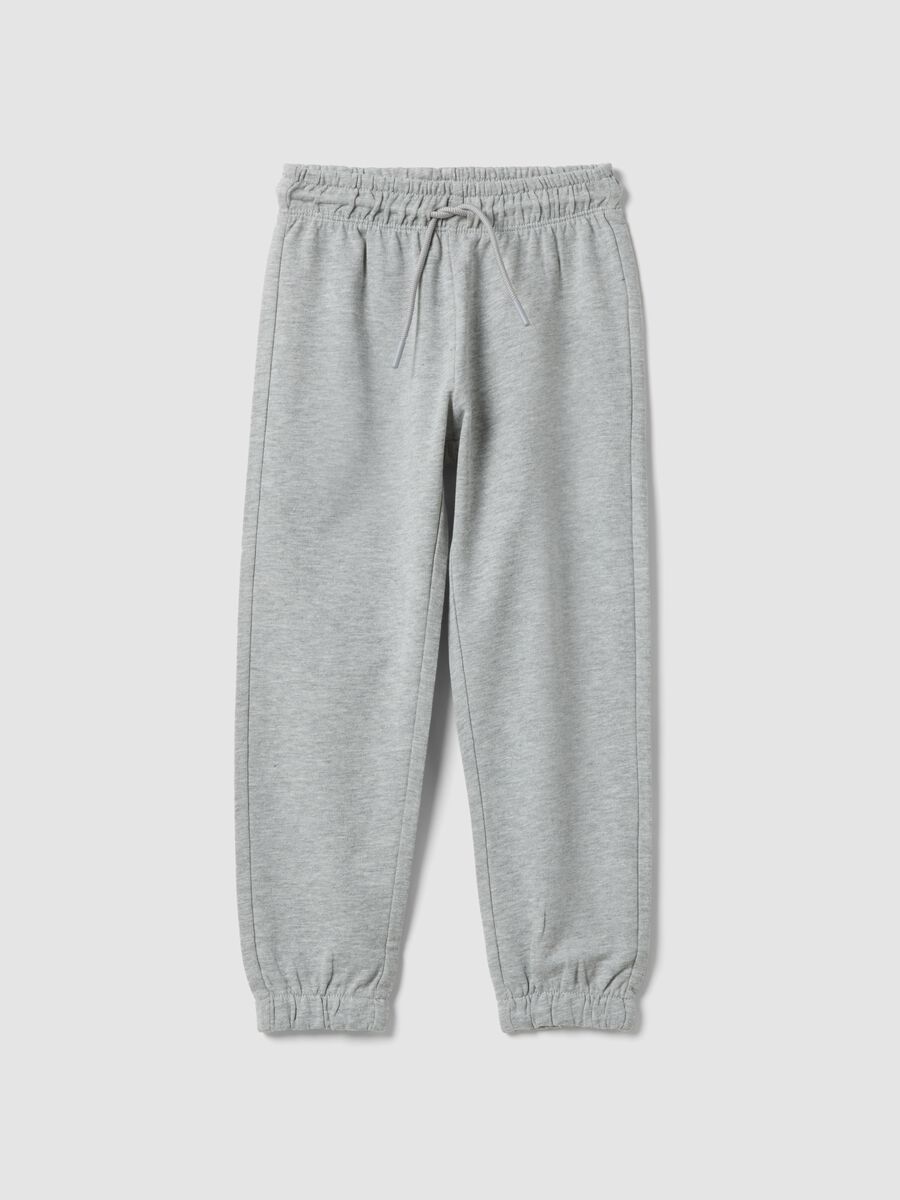 Children's grey jogger trousers in pure cotton regular fit_0