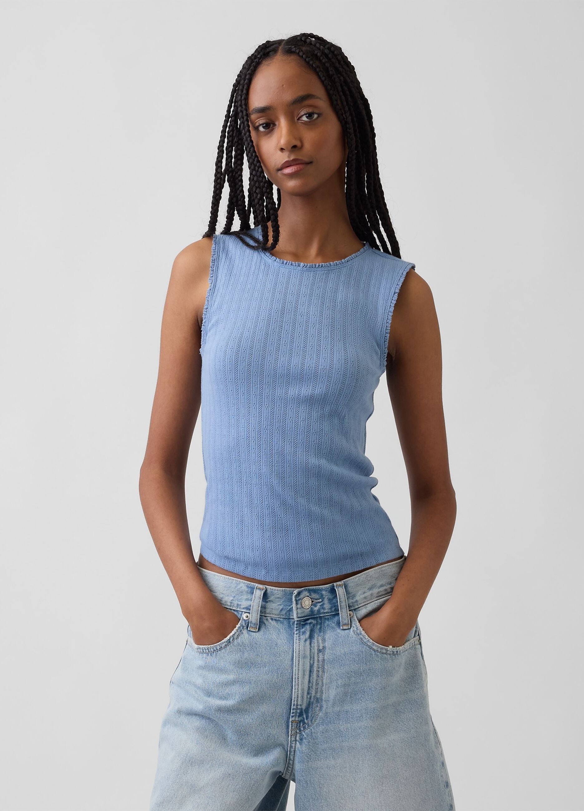 Ribbed cotton-blend top
