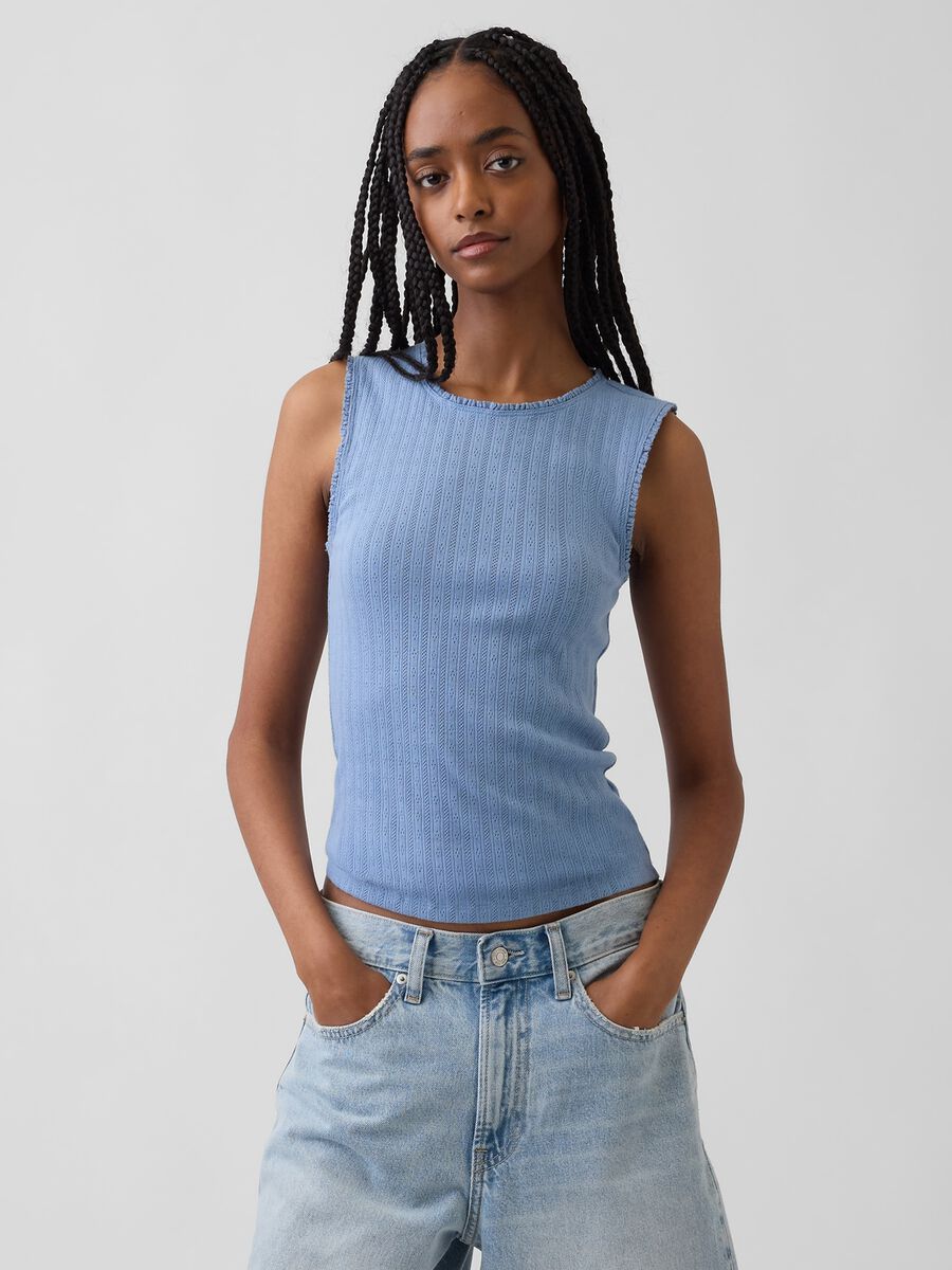 Top in misto cotone a costine_0
