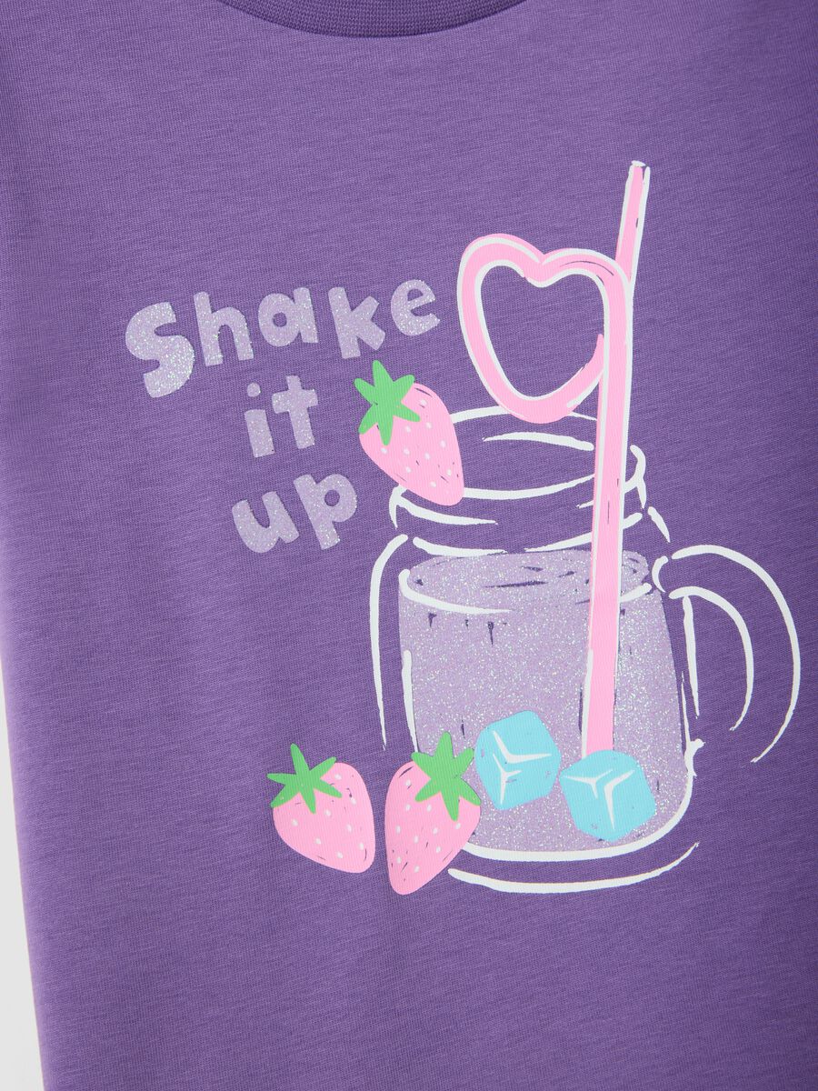 T-shirt in puro cotone viola da bambina regular fit con stampa_3