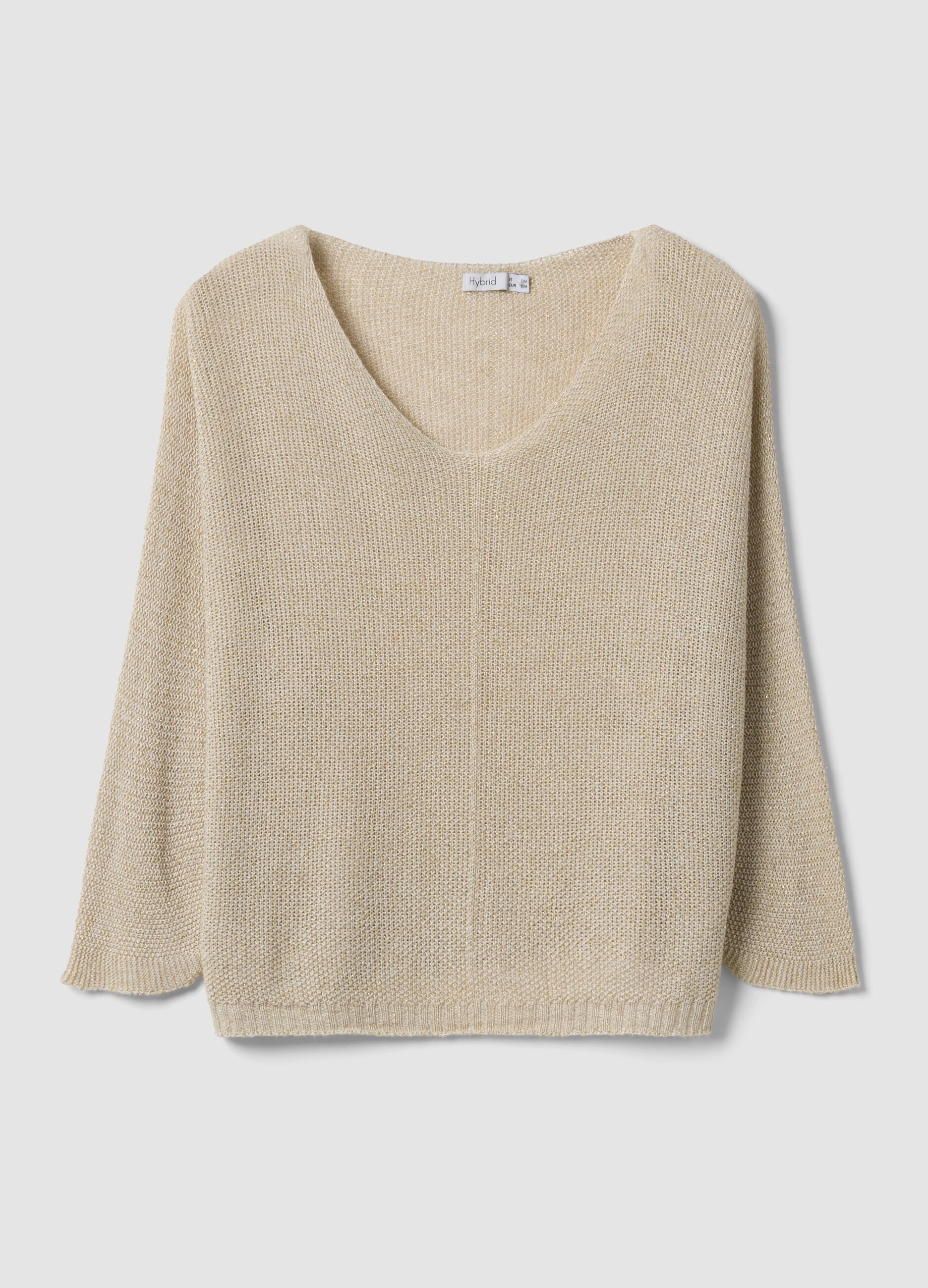 Beige viscose and linen blend knit