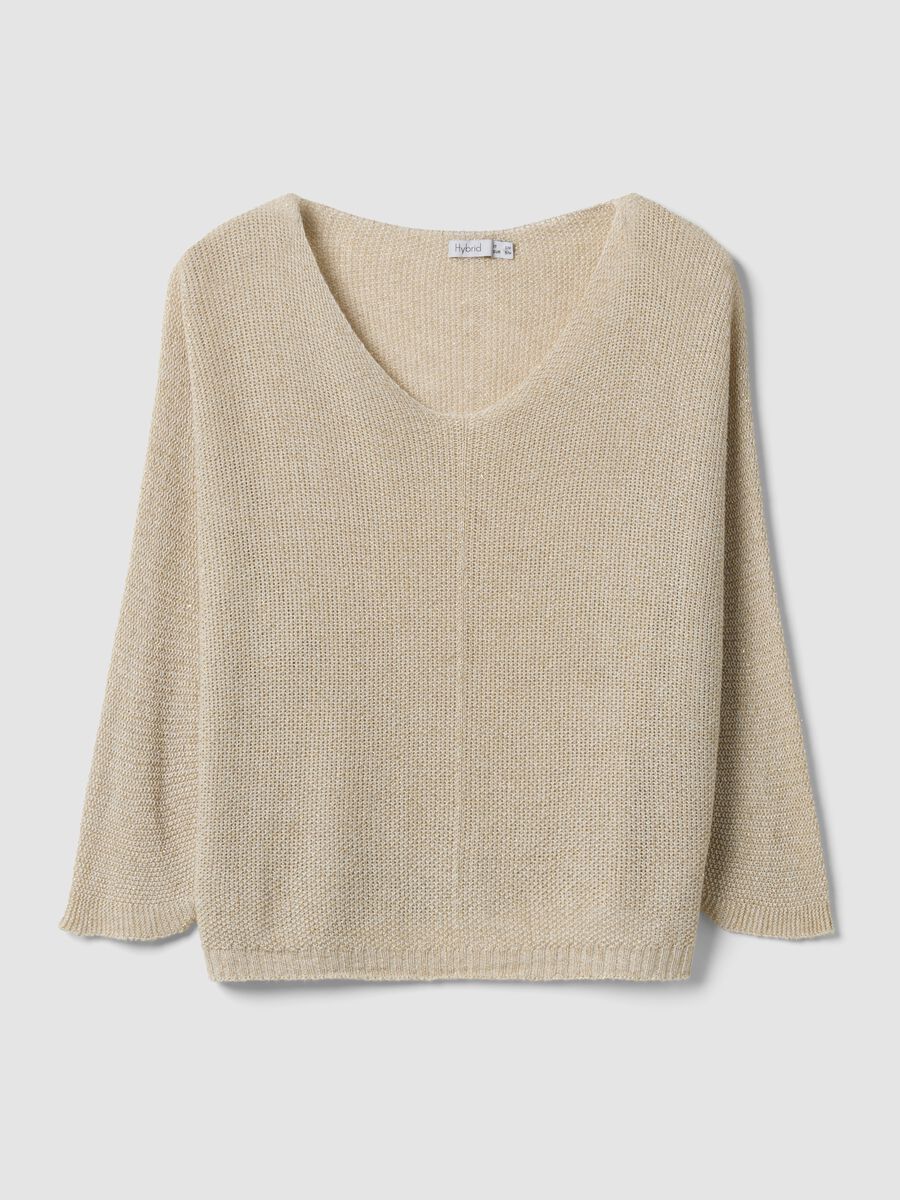 Beige viscose and linen blend knit_0