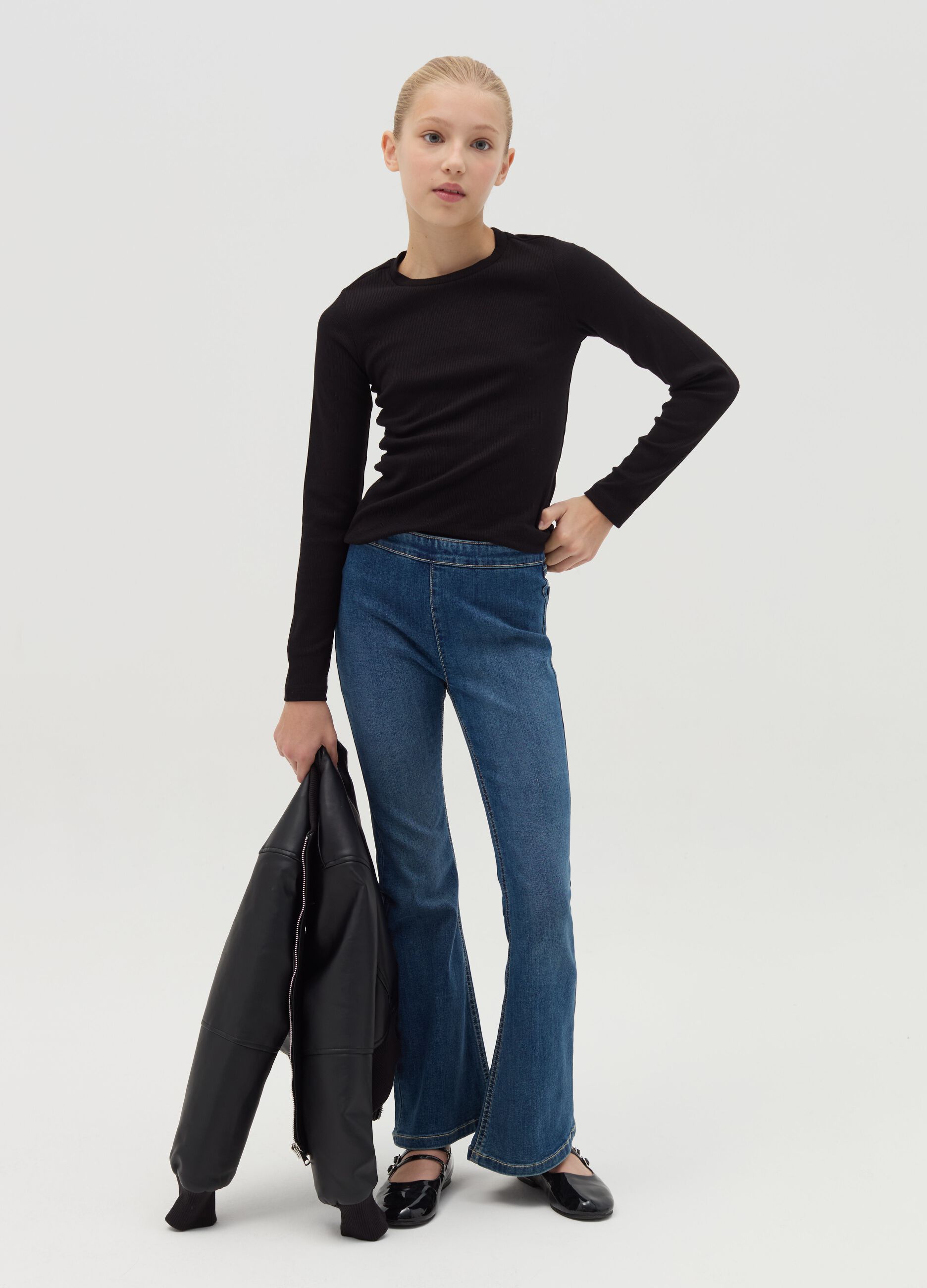 Flare-fit jeggings with pockets