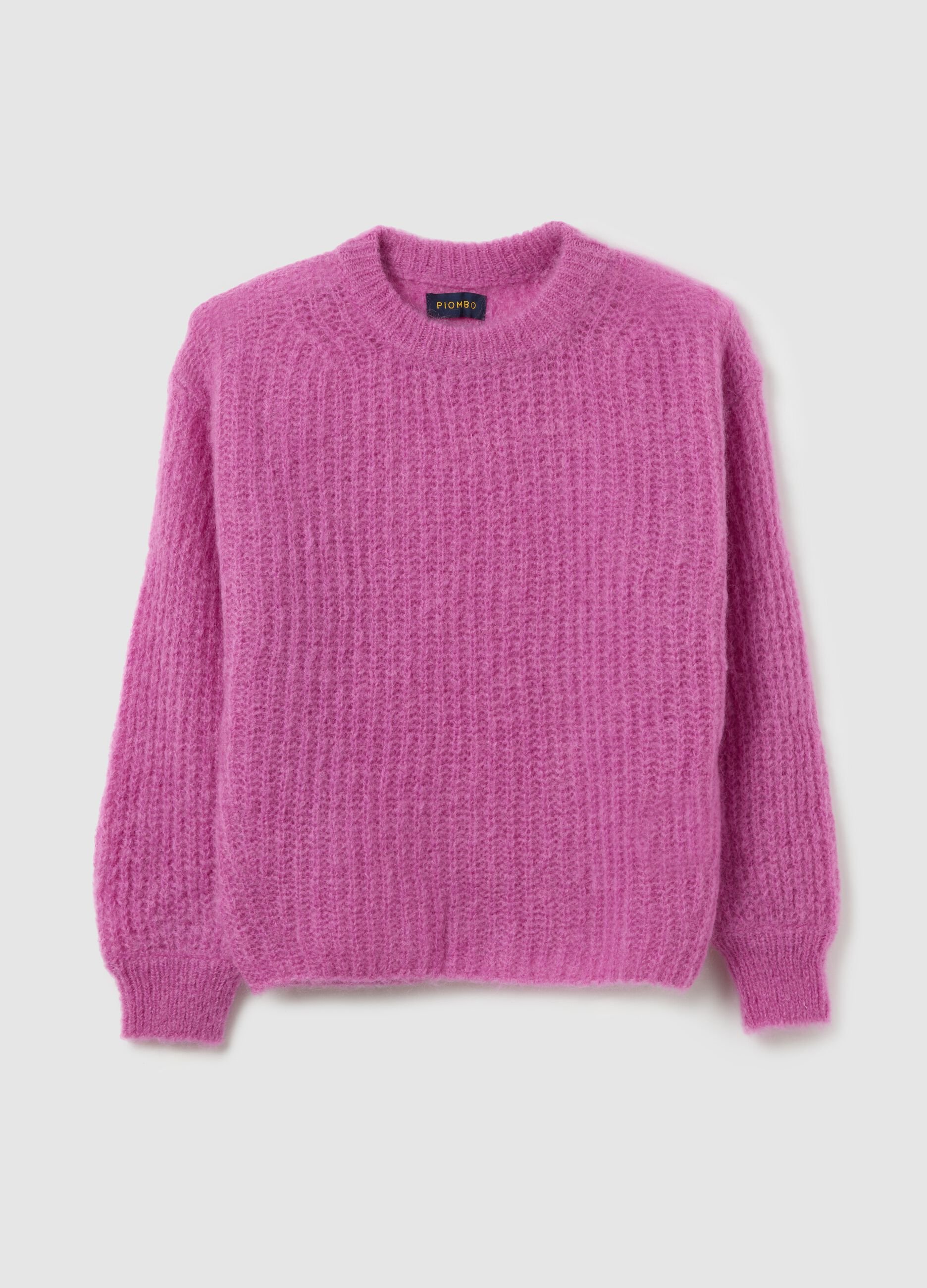 Purple crew neck sweater with oversized fit